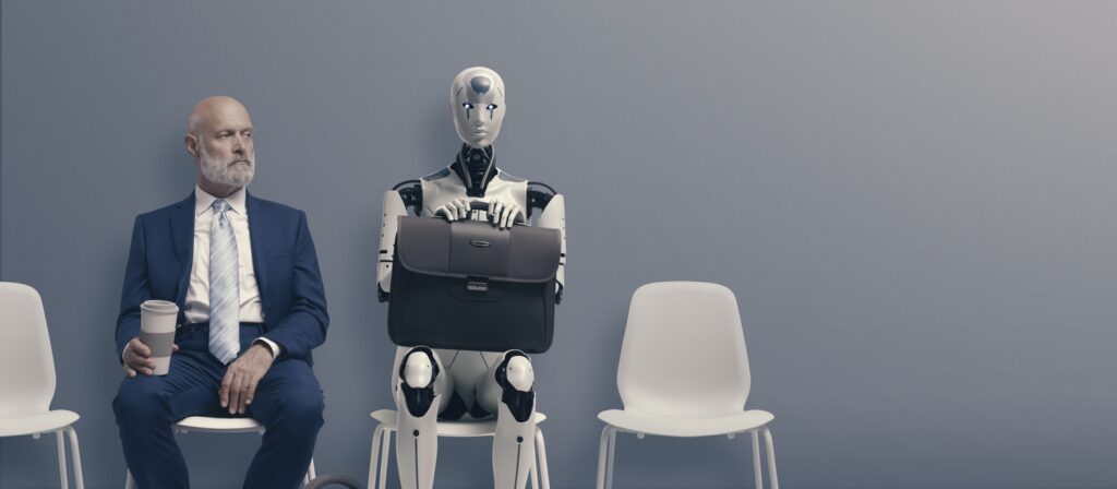 Robot qui attend de passer son entretien d'embauche de Scrum Master ?