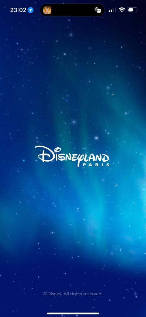Application Disneyland Paris : Ecran d'accueil