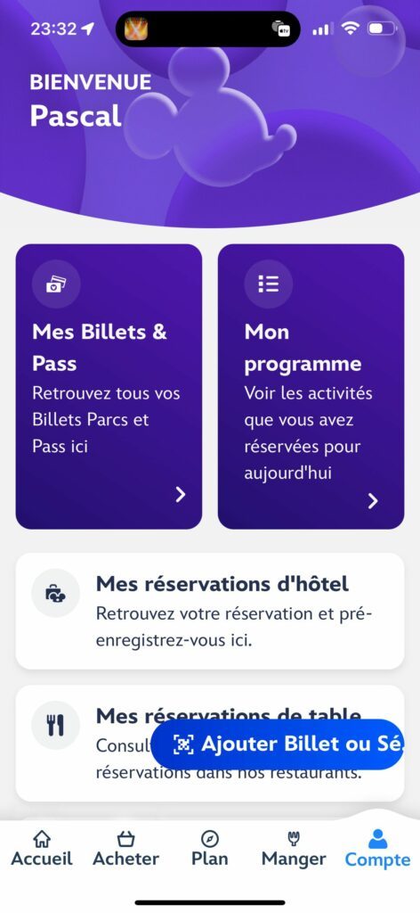 Application Disneyland Paris : Services