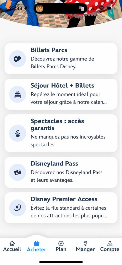 Application Disneyland Paris : Nouveaux services